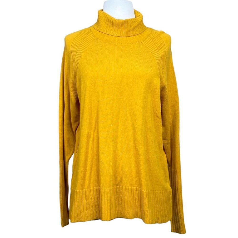Tribal Turtleneck Sweater Solid Yellow New WIth Tag Size XL